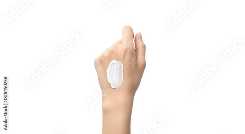 PNG Woman's hand with white moisturizing cream smear isolated on transparent background.