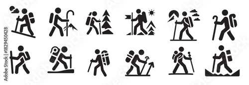 silhouettes of outdoor trekking and adventure