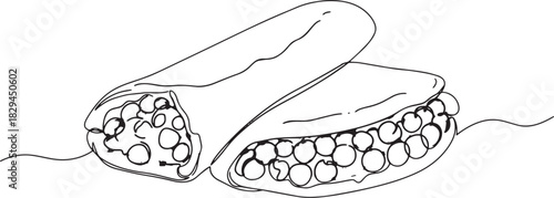 Hand-drawn illustration of Trinidadian Doubles, a popular street