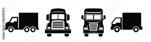 Truck icon set of 4, design element suitable for websites, print design or app
