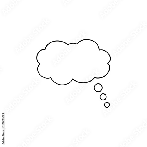Hand drawn speech bubble. Hand drawn thinking cloud line vector illustration