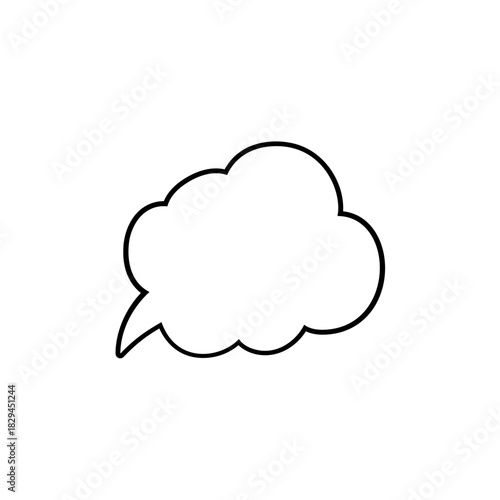 Hand drawn speech bubble. Hand drawn thinking cloud line vector illustration