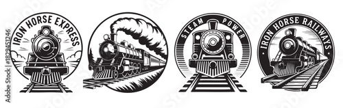 Vintage Black and White Railroad Logos Collection