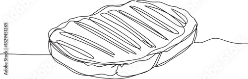 Elegant one-line drawing of delectable grilled pork for minimali