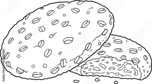 Delightful Monochrome Illustration of Anzac Biscuits with Crisp