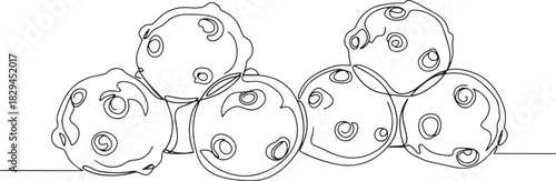 Minimalist line art of oliebollen, Dutch traditional new year's