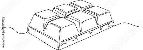 Elegant Single Line Drawing of a Chocolate Bar Sweet Temptation