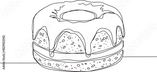 Elegant line drawing of a delectable cake with cascading glaze d