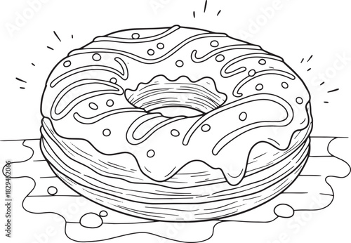 Monochrome Cronut Delight, A Delicious Pastry Creation with Driz