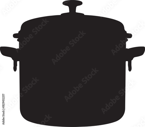 Silhouette of a large cooking pot with handles and lid