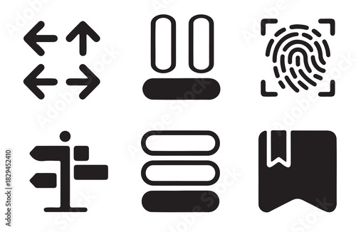 Simple Black Icons Set for Digital Interface Design