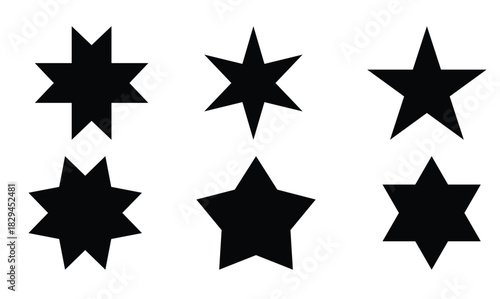 simple black star vector set