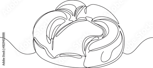 Elegant single line drawing of a brioche bun showcasing simple c