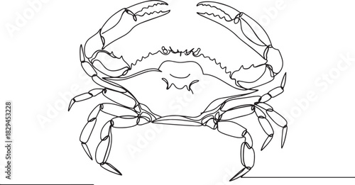 Elegant Blue Crab Silhouette in Single Continuous Line Art Style
