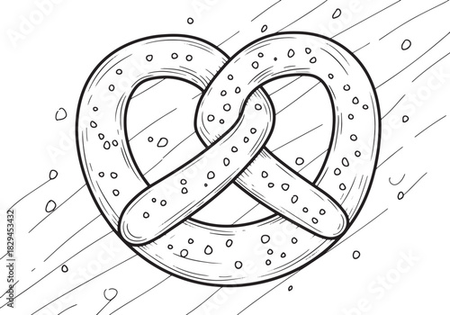 Artisan Crafted Pretzel Outline Illustration for Culinary and De