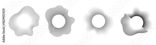 Sound waves equalizer set, Radio frequency Circle audio waves. Vector design elements isolate