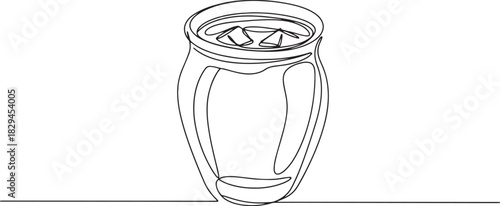 Minimalist line drawing of a refreshing cold beverage with ice c