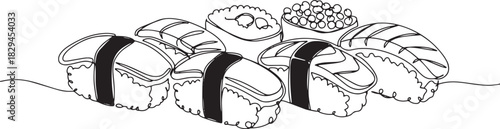 Minimalist sushi illustration conveying japanese cuisine and cul