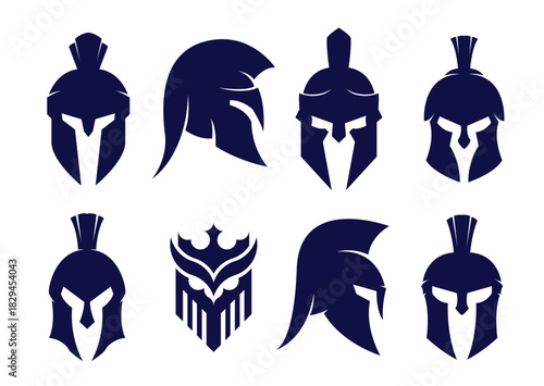 Set of Spartan helmet vector illustration