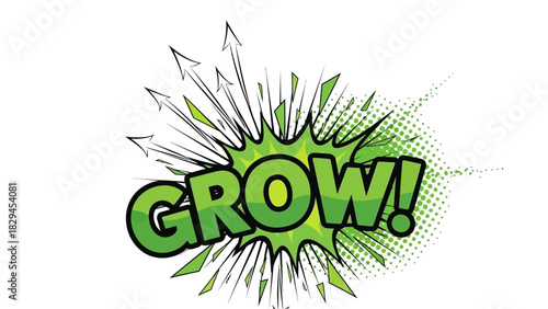 Grow Comic Style Text Bubble with Arrows.