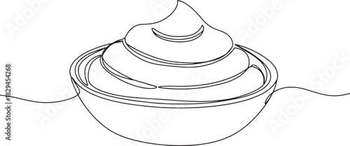 Continuous line drawing of poi dish, isolated on white backgroun