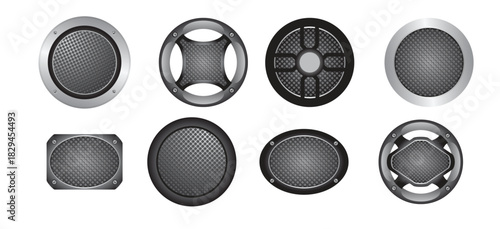 Speaker grill vector set.