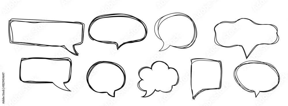 Fototapeta premium speech bubble frame scribble fast hand drawing pent