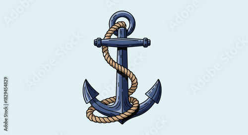 Sturdy anchor with rope, ready to set sail for adventure and nautical themed projects, great for branding and design