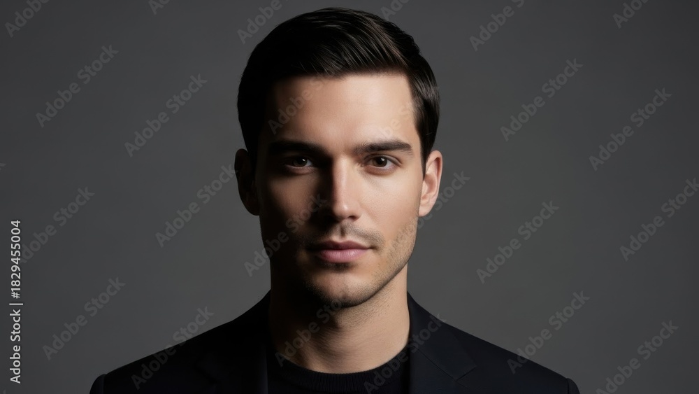 Obraz premium Handsome dark-haired man in a suit looking ahead