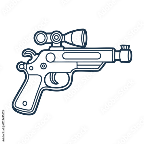 Minimal Line Art of Futuristic Toy Ray Gun