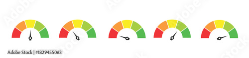 speedometer icons with arrows set 