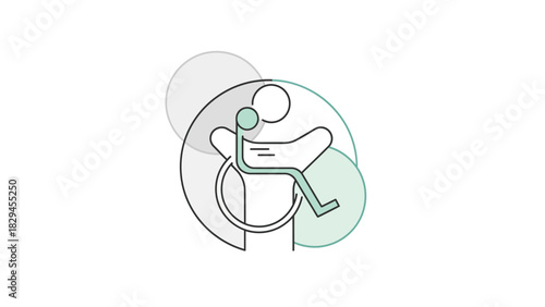 Minimalist line art of the international symbol of access.