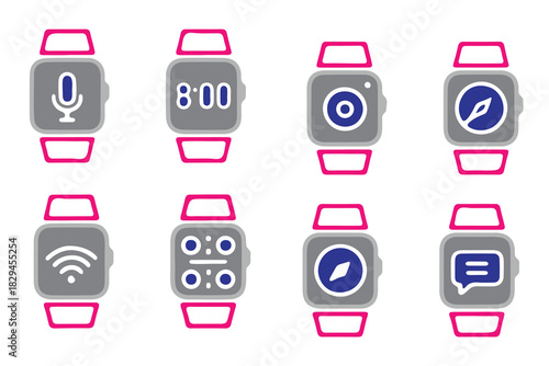 Smartwatch Icons Displaying Various App Functions