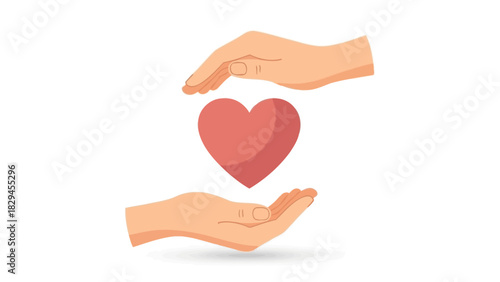 Hands Protecting a Red Heart Symbol.