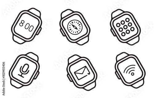 Smartwatch with Different Features Icons
