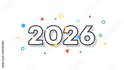 2026 New Year Celebration with Colorful Confetti.