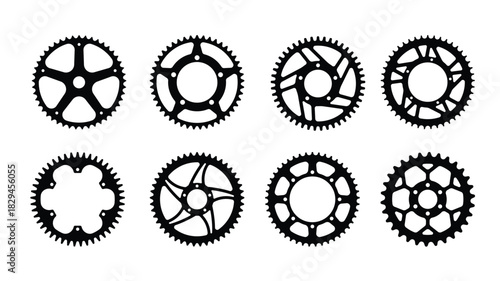 sprocket wheel vector bicycle parts silhouette vector