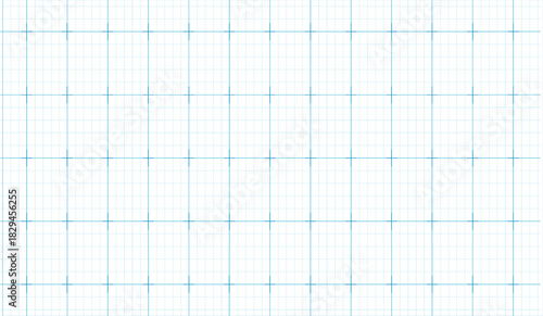 Blue grid background with lined blueprint pattern. Ideal sheet texture for digital charts, graphs, or measured drawing templates.