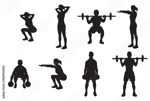 squat icons vector 