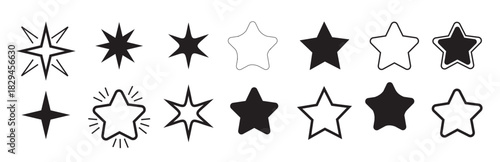 star icon collection different stars set vector