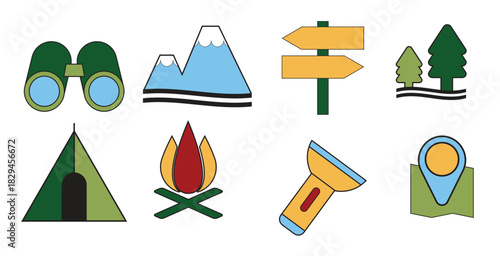 The camping equipment  icon for travel concept vector image.