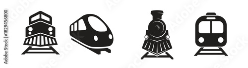 Train icon set of 4, design element suitable for websites, print design or app