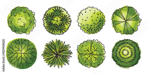 Tree Tops Watercolor Vector