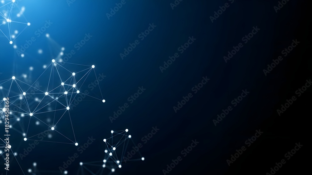 Fototapeta premium Abstract network connection with nodes on blue gradient background