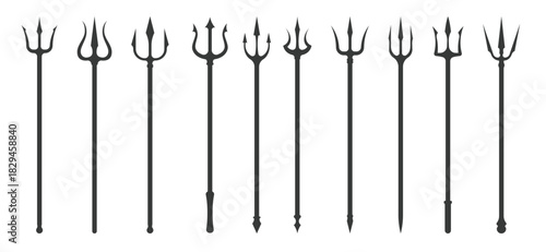 trident silhouette vector isolated on white background 