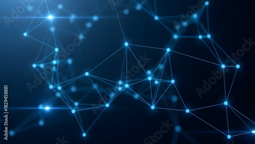 Abstract network connection with glowing nodes and lines on dark background