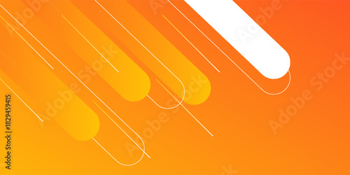 Orange Rounded Geometric Shapes Background. Abstract geometric shapes. With white lines vector gradient yellow and orange.