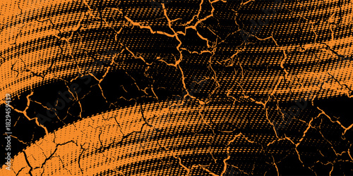 orange black brush Car sticker wrap pattern banner abstract sporty lines black orange color combination grunge brush pattern racing motorsport design. Vector ilustration