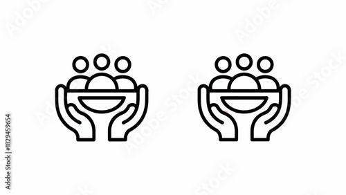 Community Support Concept Icon Featuring Hands Holding People Illustration for Charity and Social Projects Outreach and Volunteers