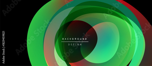 Abstract layers create circular design. Vibrant colors blend, forming dynamic visual effect. Text reads background design.